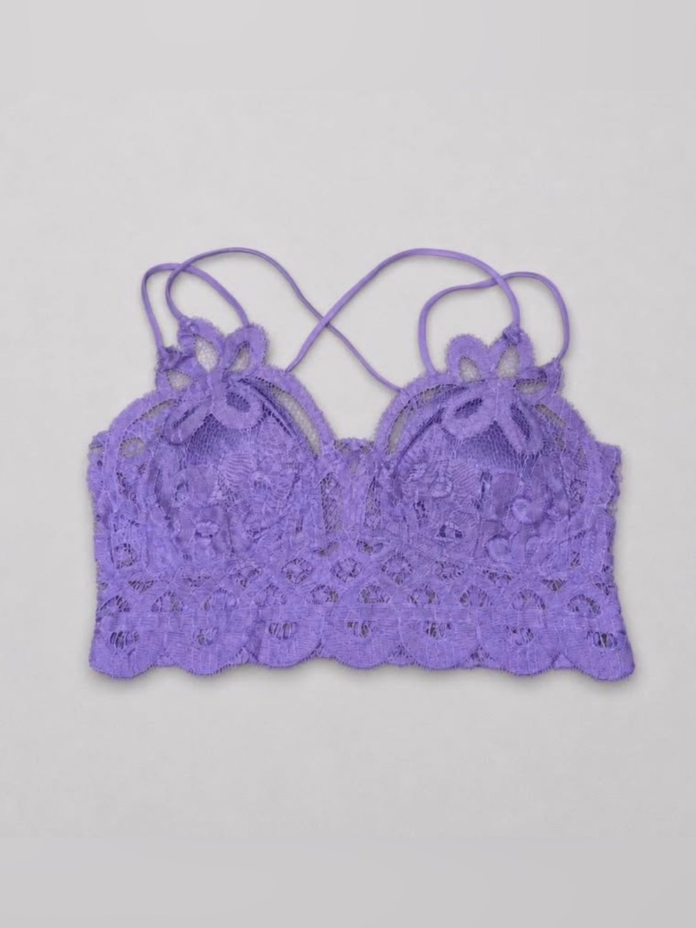 Zenana Lace Floral Bralette in Lavender